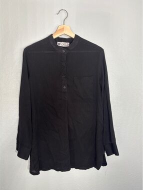 Lanvin vintage mandarin collar black, silk gauze